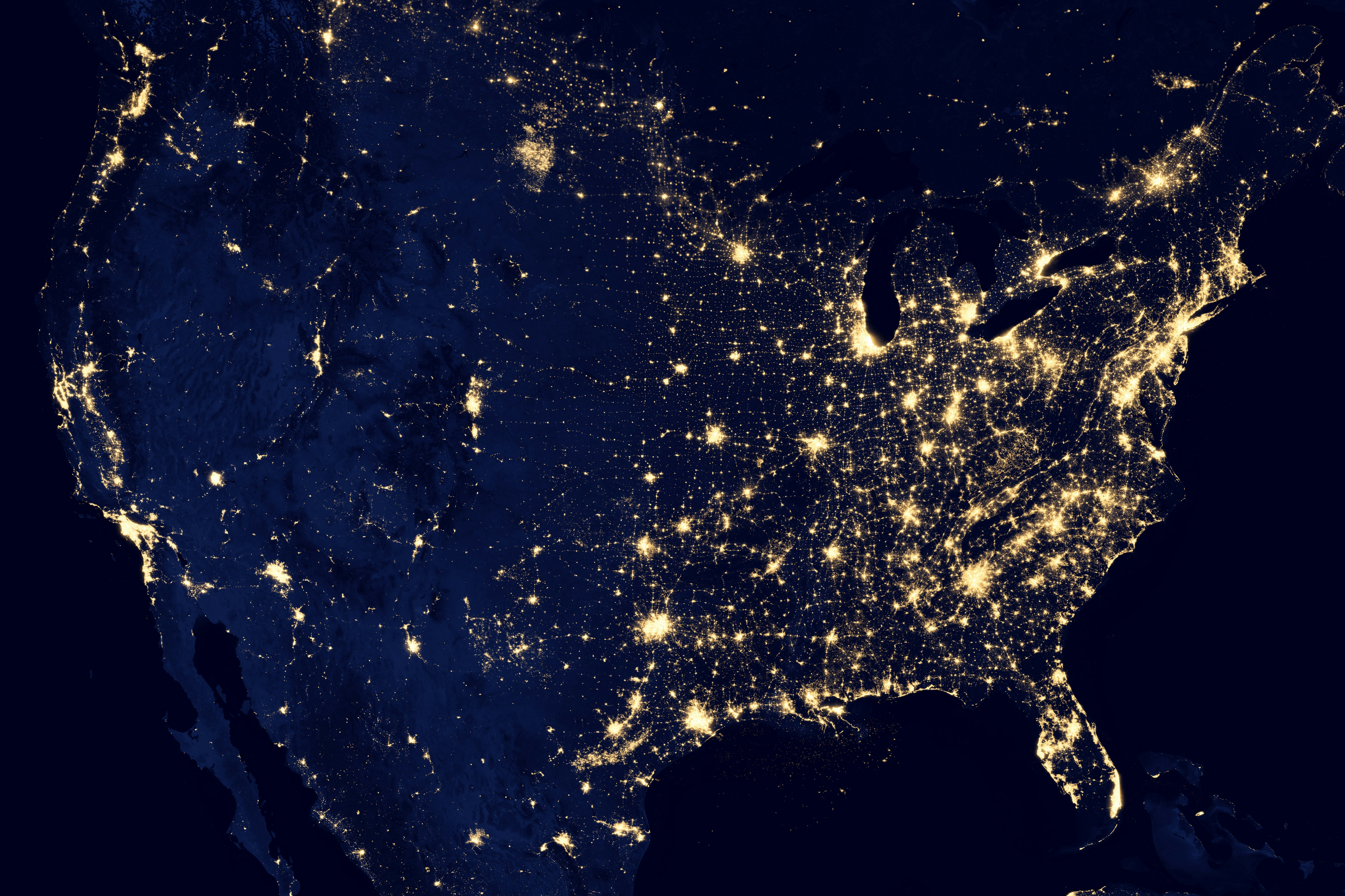 City grid lit up at night