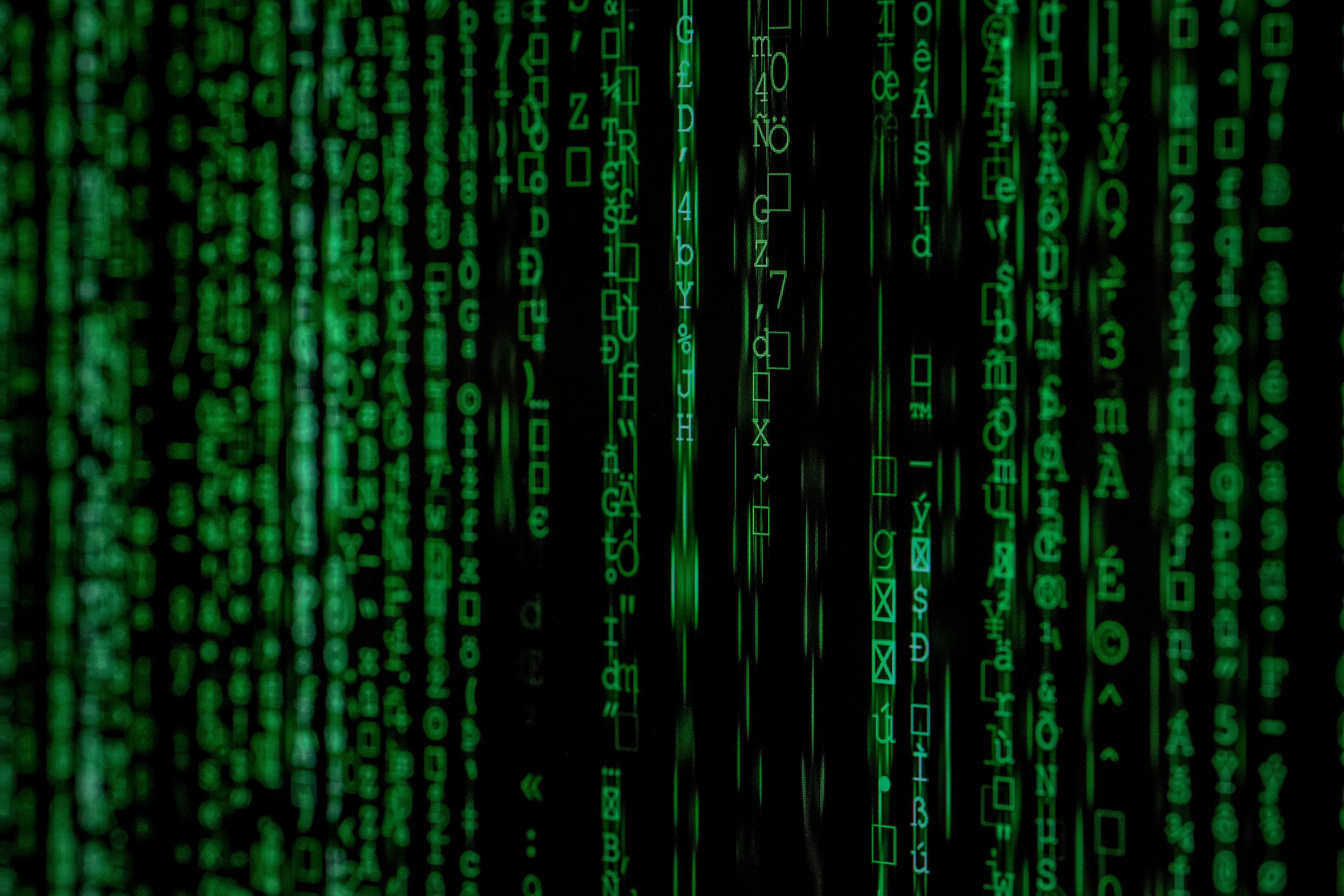 Streams of code on a screen